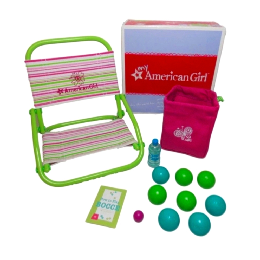 American Girl Bocce Set with Green Chair and Pink Bag